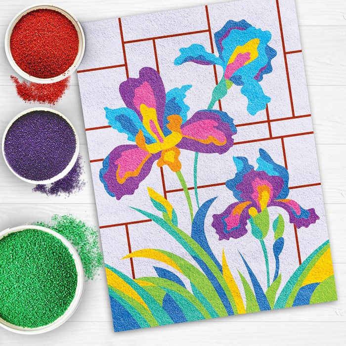 Фреска песком для взрослых "Ирисы", 10 цветов