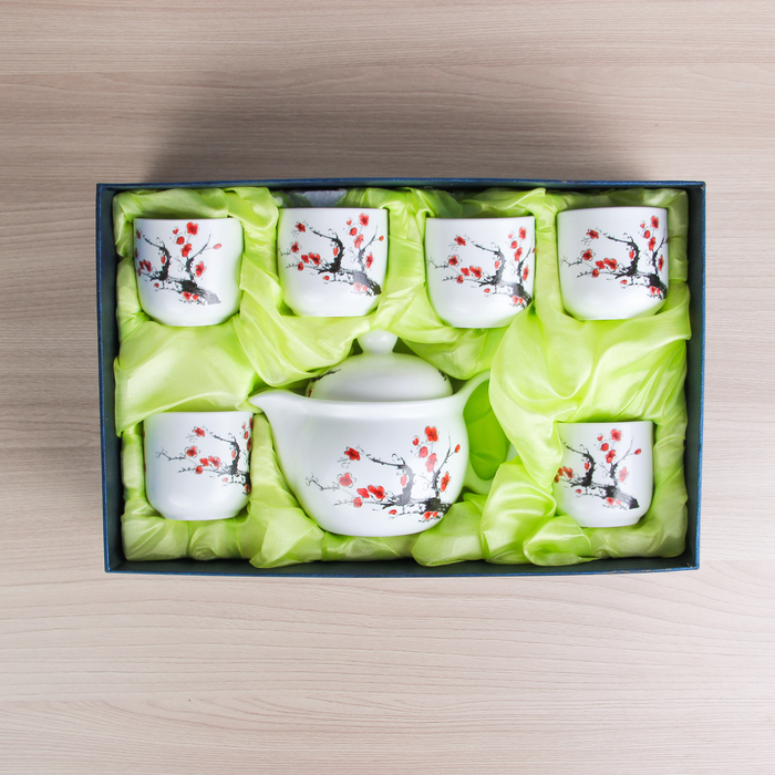 Набор для чайной церемонии "Сакура", 7 предметов: чайник 400 мл, 6 чашек 6х6 см 100 мл