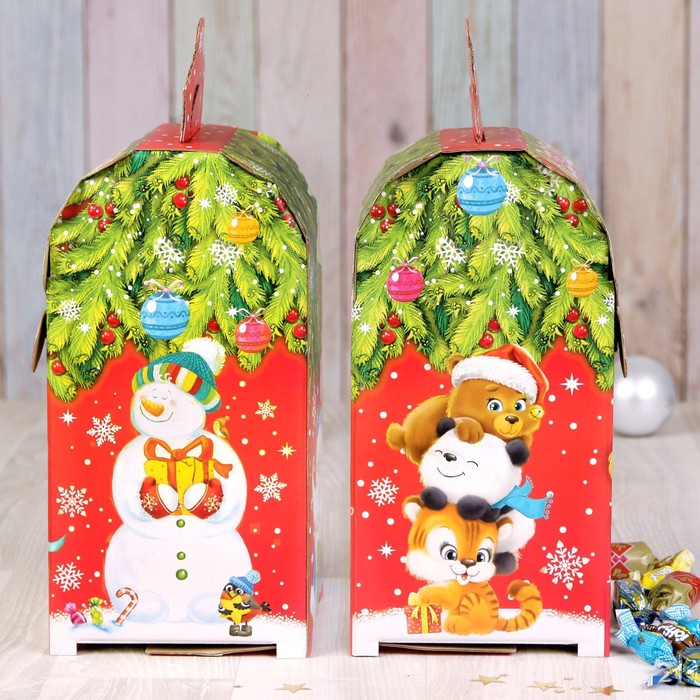 Коробка складная «Весёлые зверята», 13,5 х 13,5 х 26 см