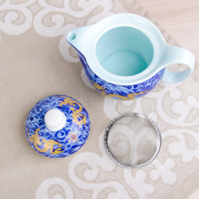 Набор для чайной церемонии «Дракон», 7 предметов: чайник 350 мл, чашки 80 мл, d=6 см, цвет синий