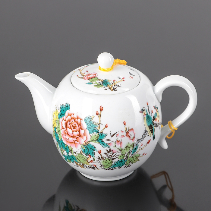 Набор для чайной церемонии "Птица на сакуре",12 предметов: чайник, чашка, гайвань, баночка