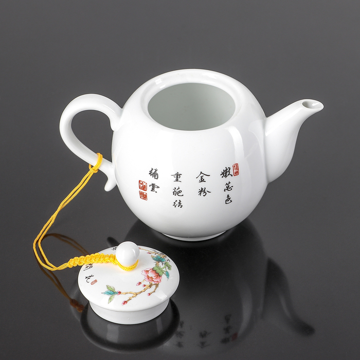 Набор для чайной церемонии "Птица на сакуре",12 предметов: чайник, чашка, гайвань, баночка