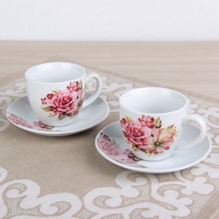 Набор чайный "Гера", 4 предмета: 2 чашки d=7,5 см 180 мл, 2 блюдца 13 см