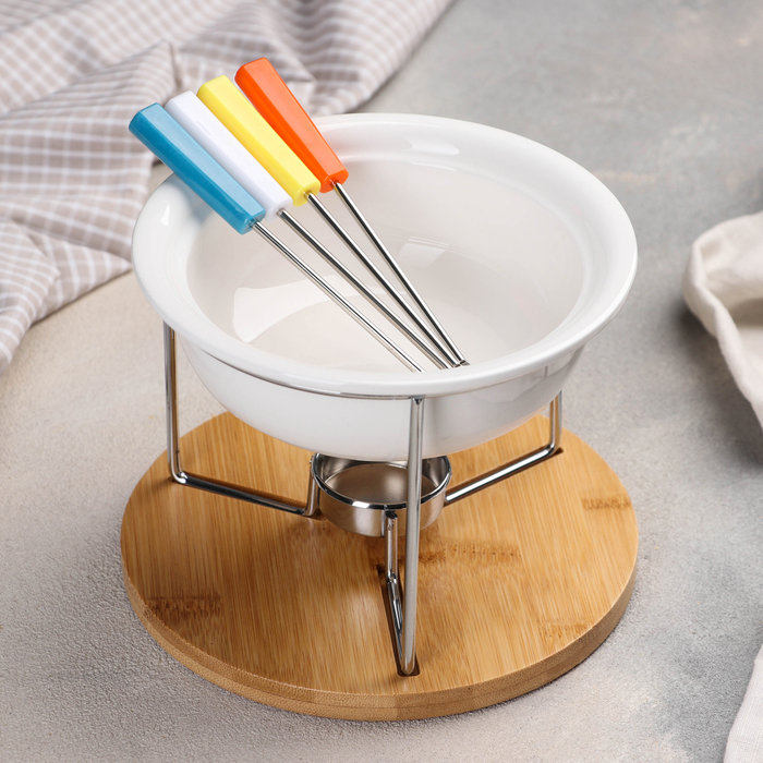 Набор для фондю "Эстет": миска 350 мл 14,5х5 см, 4 шпажки 14,5 см