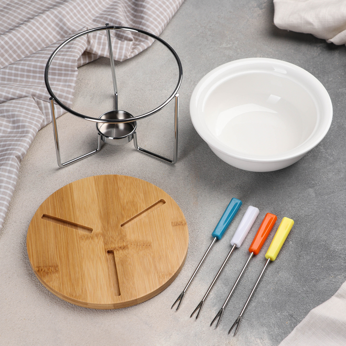 Набор для фондю "Эстет": миска 350 мл 14,5х5 см, 4 шпажки 14,5 см