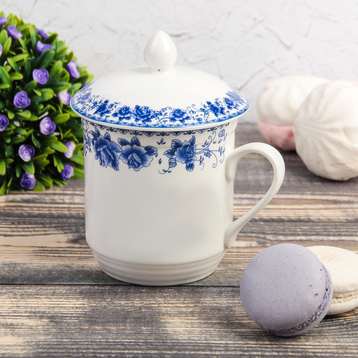 Кружка 380 мл "Мари", с керамической крышкой