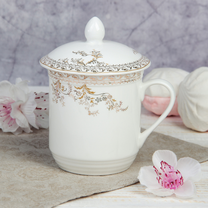 Кружка 350 мл "Версаль", с керамической крышкой