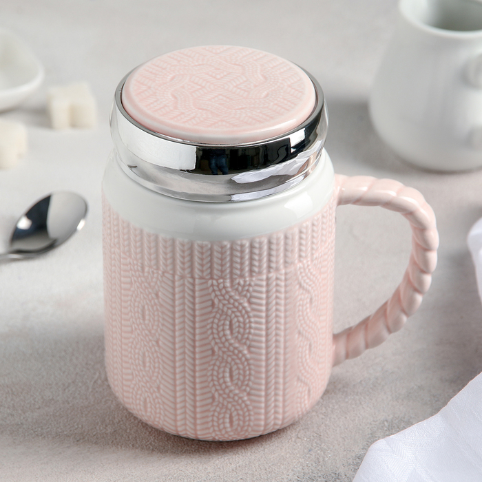 Кружка 500 мл "Уют", с крышкой, цвета МИКС