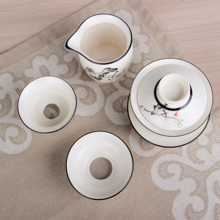 Набор для чайной церемонии"Цветение лотоса", 11 предметов: заварочная чаша, 8 чашек, чахай, гайвань