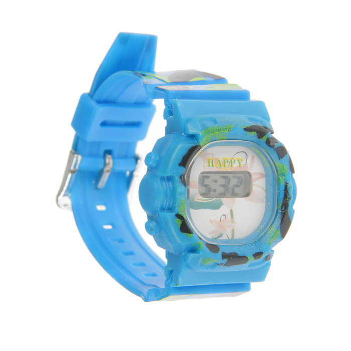 Часы наручные дет. электронные, с силик/браслетом камуфляж, микс 19см