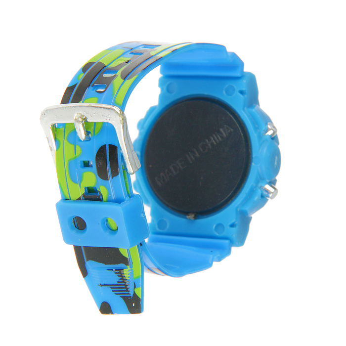 Часы наручные дет. электронные, с силик/браслетом камуфляж, микс 19см