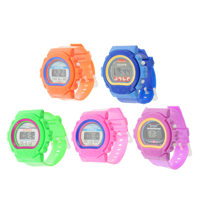Часы наручные дет. электронные, с силик. Браслетом, микс 23см