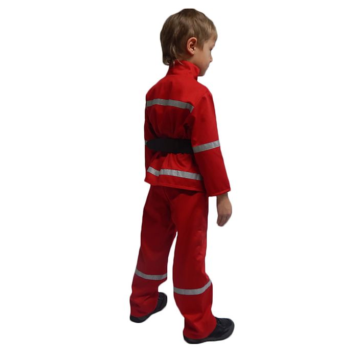 Карнавальный костюм "Пожарный", куртка, брюки, ремень, каска, р-р 36, рост 146 см