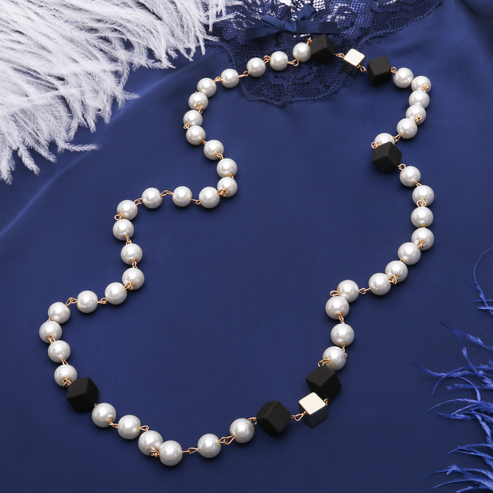 Бусы "Классика" джульетта, цвет чёрно-белый в золоте, 90см