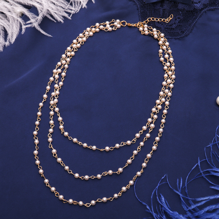 Бусы 3 яруса "Классика" джульетта, цвет белый в золоте, 40см