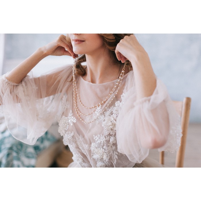 Бусы 3 яруса "Классика" джульетта, цвет белый в золоте, 40см