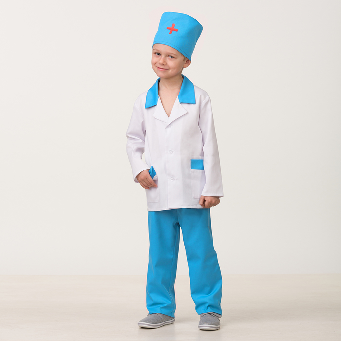 Карнавальный костюм "Врач", куртка, брюки, шапочка, р-р 36, рост 146 см