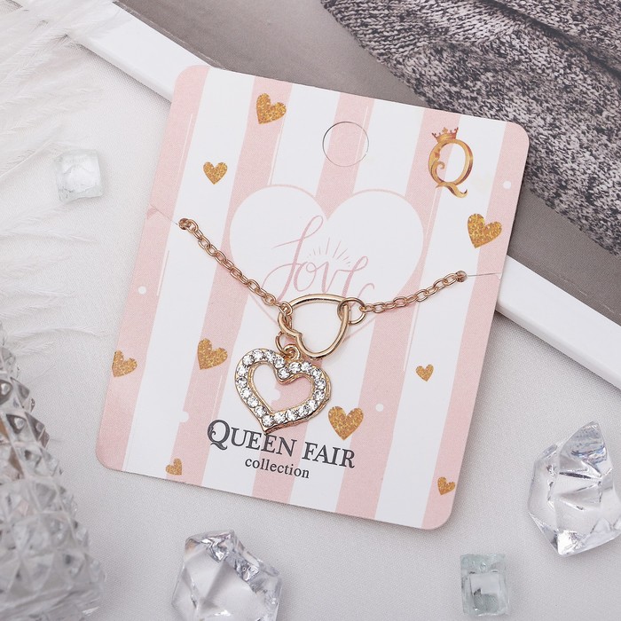 Кулон "Изабэль" сердце дуэт, цвет белый в золоте