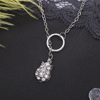 Кулон "Изабэль" цветок, цвет белый в серебре, 40 см