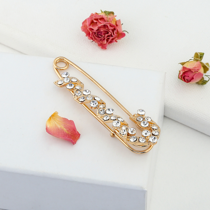 Булавка "Спираль", 7 см, цвет белый в золоте