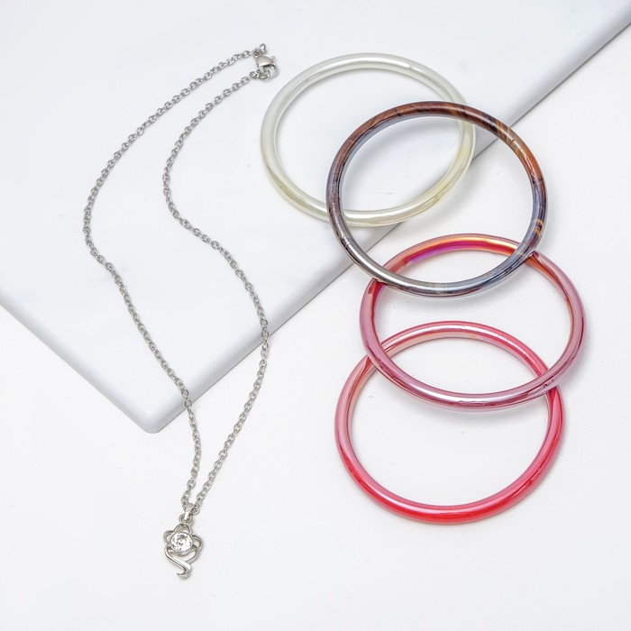 Гарнитур 2 предмета: кулон, браслет "Каролина" сияние, цвет МИКС, 40см