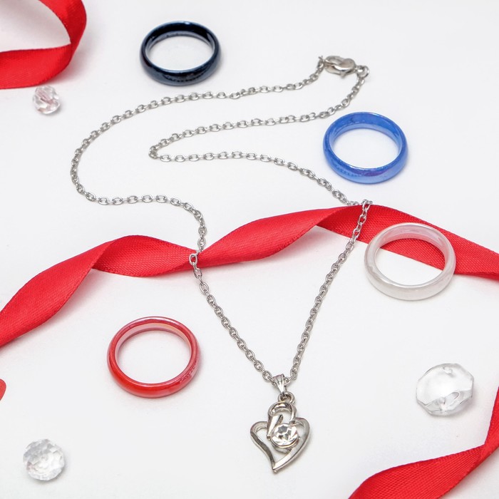 Гарнитур 2 предмета: кулон, кольцо размер 17 "Каролина" сияние, цвет МИКС, 40см