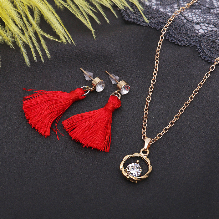 Гарнитур 2 предмета: серьги, кулон "Кисти" круг с каплей, цвет МИКС, 40см