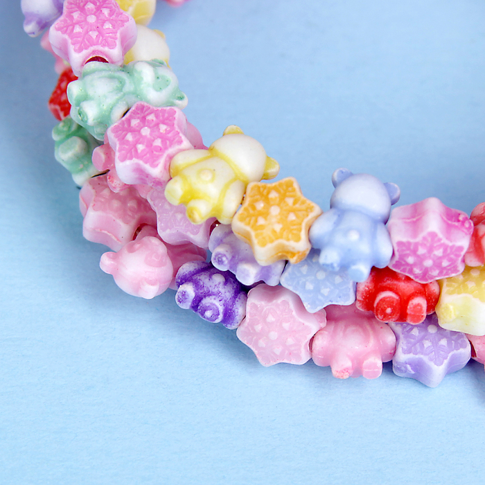 Браслет-пружинка детский "Выбражулька" мишки в звездах, 3 ряда, цвет МИКС