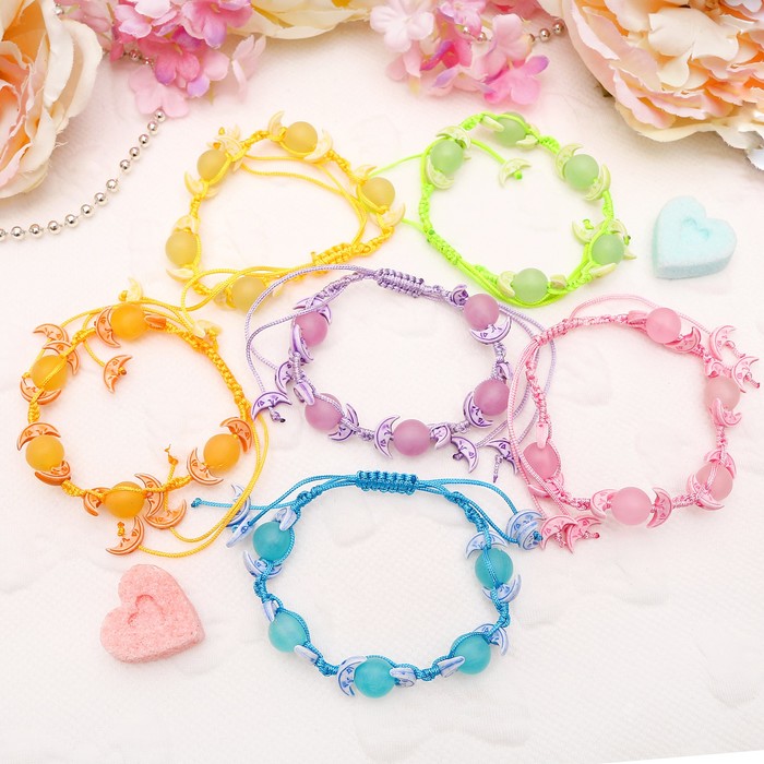 Браслет детский "Выбражулька" на затяжке, луна, цвет МИКС