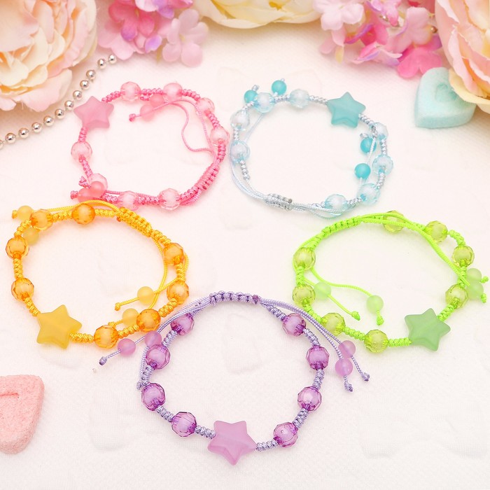 Браслет детский "Выбражулька" на затяжке, звезда, цвет МИКС