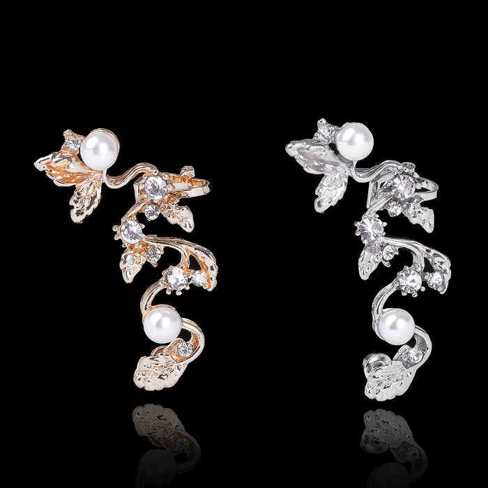 Серьга "Каффа" ветвь с бусинами, цвет МИКС