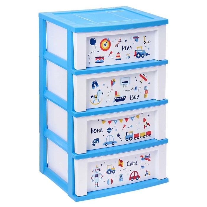 Комод "Bongo. Boys" 4-х секционный, цвет голубая лагуна