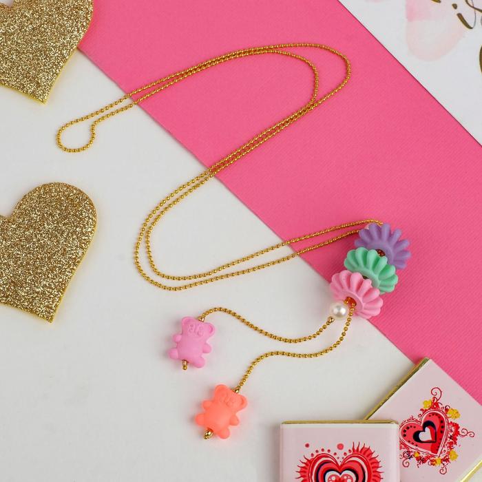 Кулон детский "Выбражулька" медвежонок, 45см, цвет МИКС