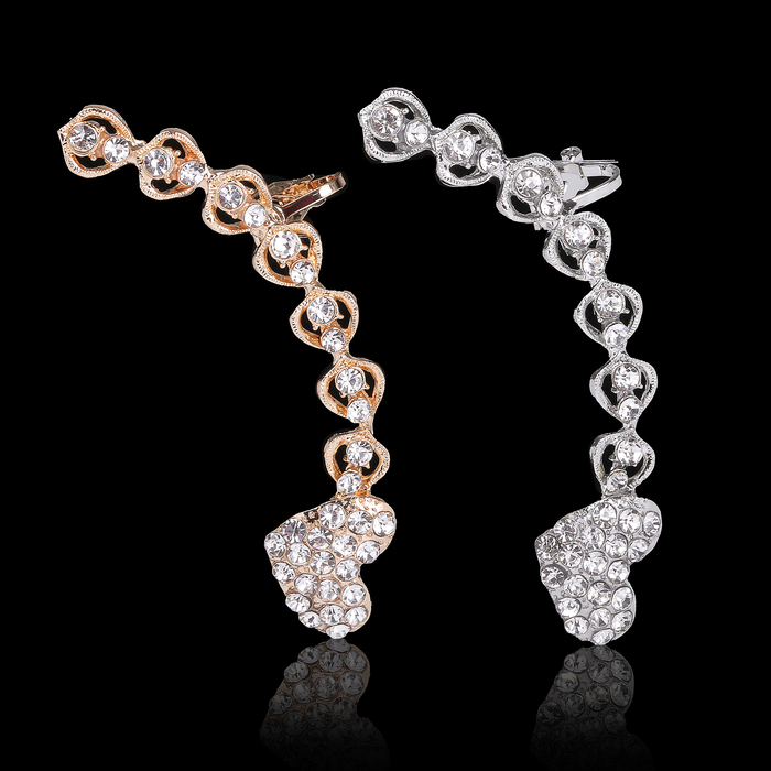 Серьга "Каффа" сердце, дорожка, цвет МИКС