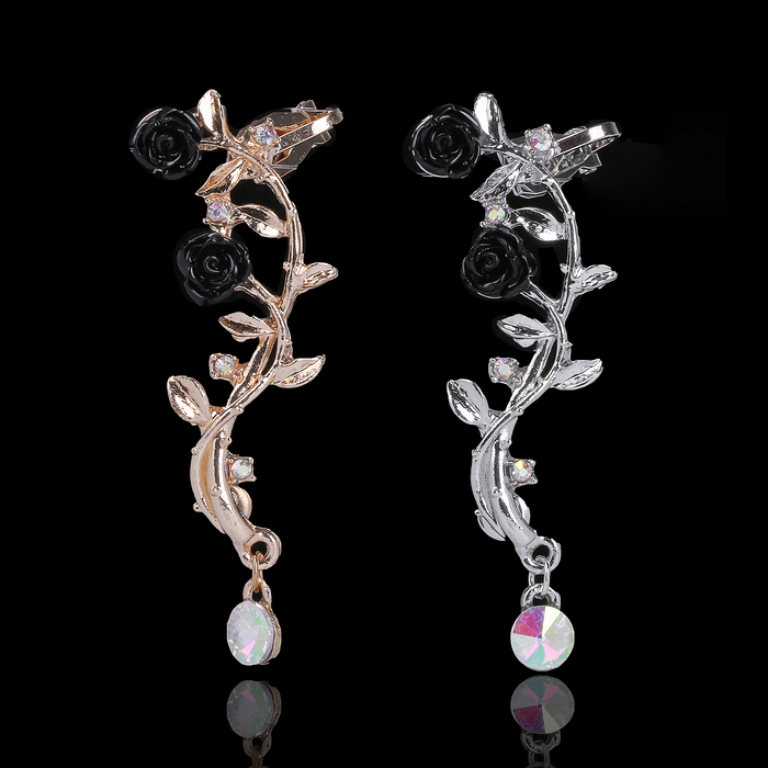 Серьга "Каффа" цветочная ветвь, розы, цвет МИКС
