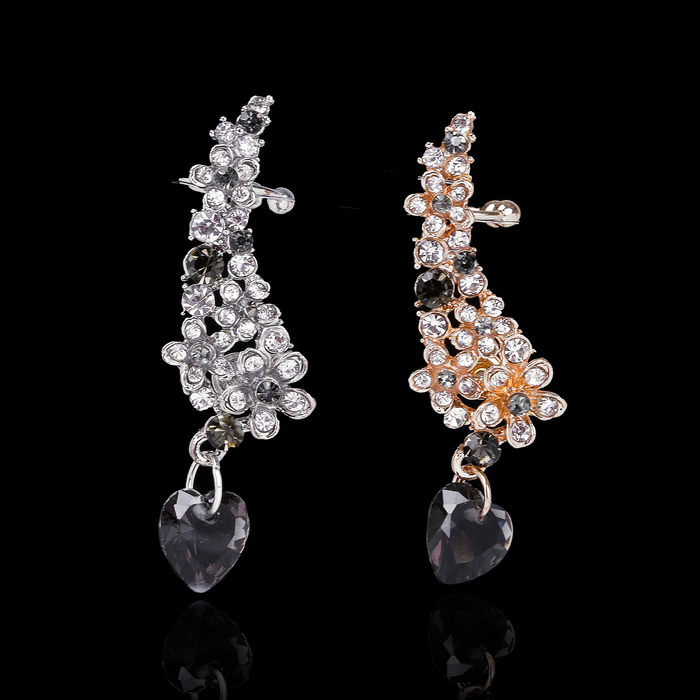 Серьга "Каффа" цветение с сердцем, цвет МИКС