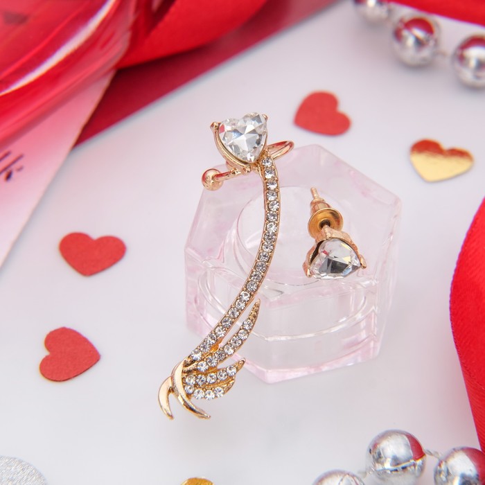 Серьги "Каффа" сердечные искры, цвет МИКС