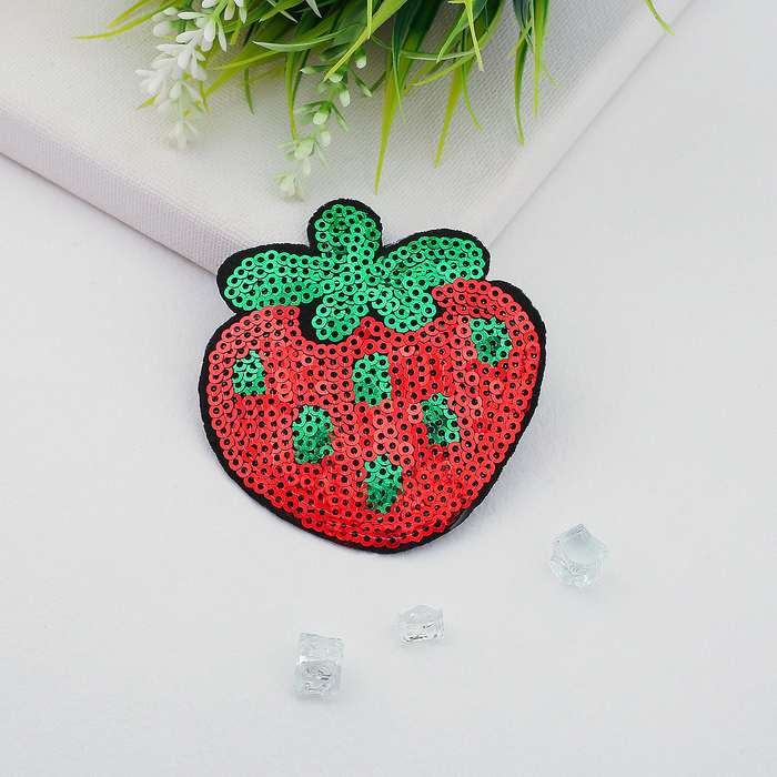 Брошь "Клубника сочная", цвет красно-зеленый