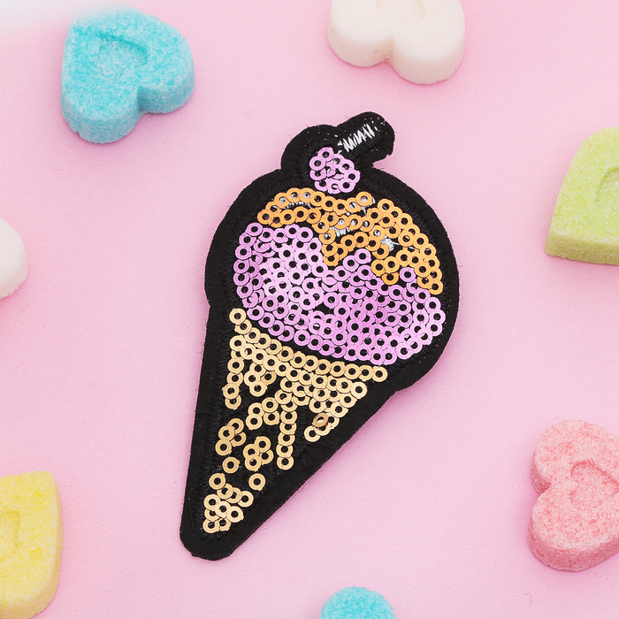 Брошь "Мороженое", цвет розово-золотой