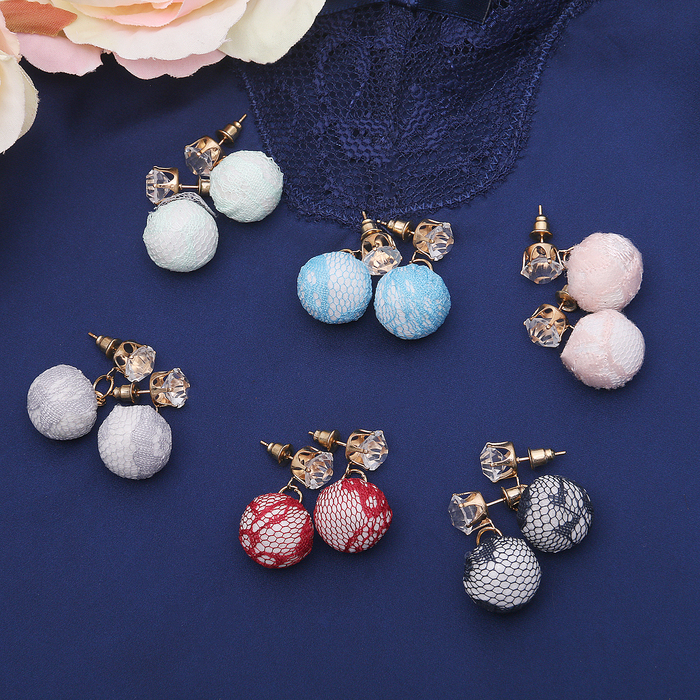 Серьги ассорти "Бусина" игра нитей, кружево, цвет МИКС