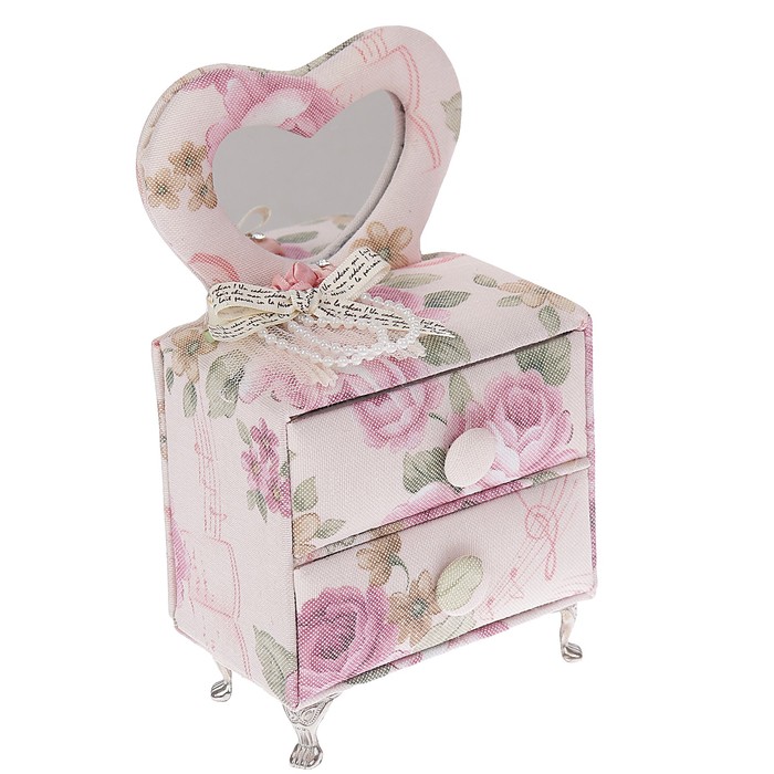 Шкатулка ткань для украшений "Комод с зеркалом" 15х10,5х6,5 см