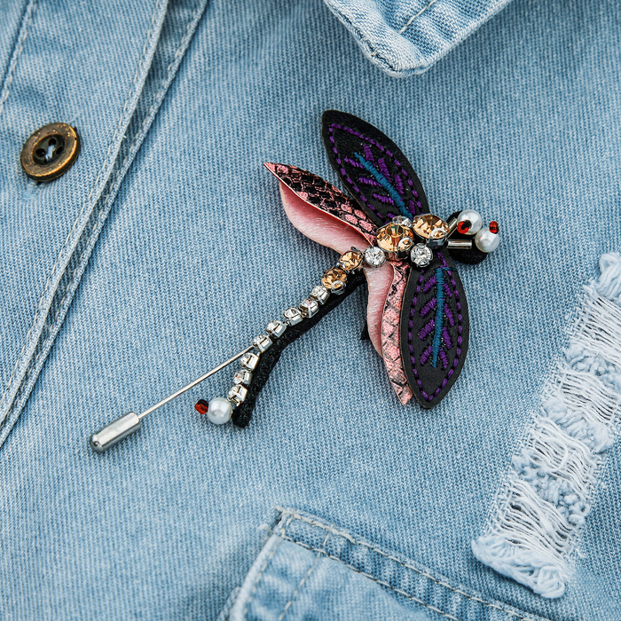 Булавка "Стрекоза с большимим глазами", 9см, разноцветная