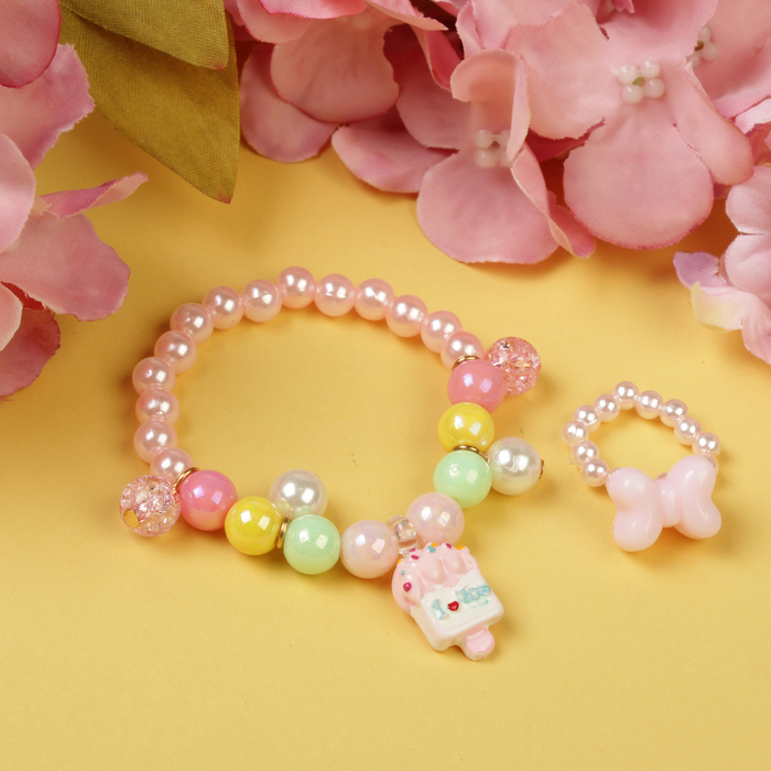 Набор детский "Выбражулька" 2 предмета: браслет, кольцо, эскимо, цвет МИКС