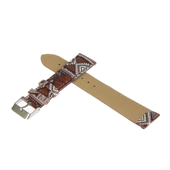 Ремешок для часов "Индия", кожзам, 20мм, коричневый 19см