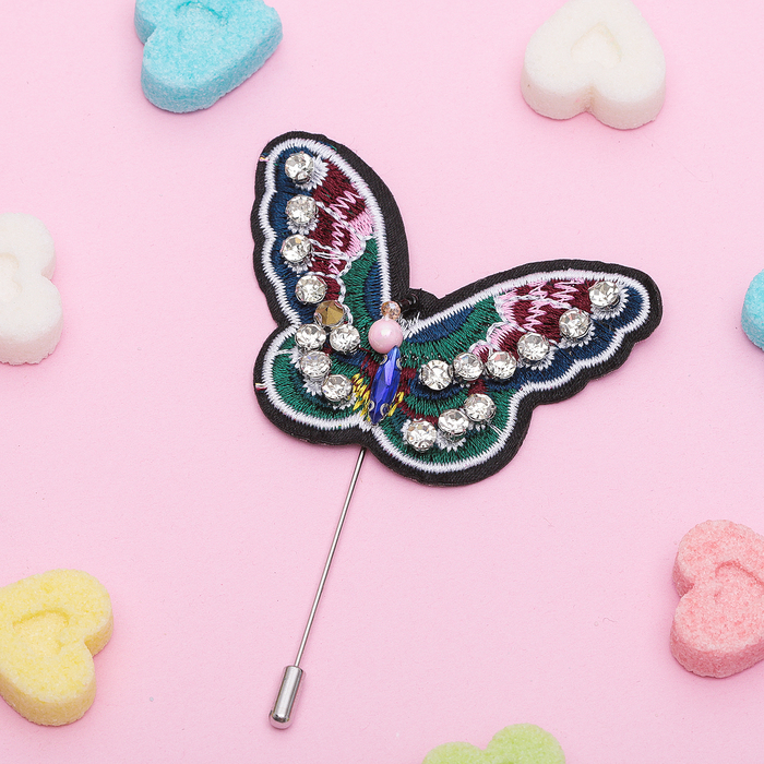 Булавка "Бабочка изумрудная", 10 см, разноцветная