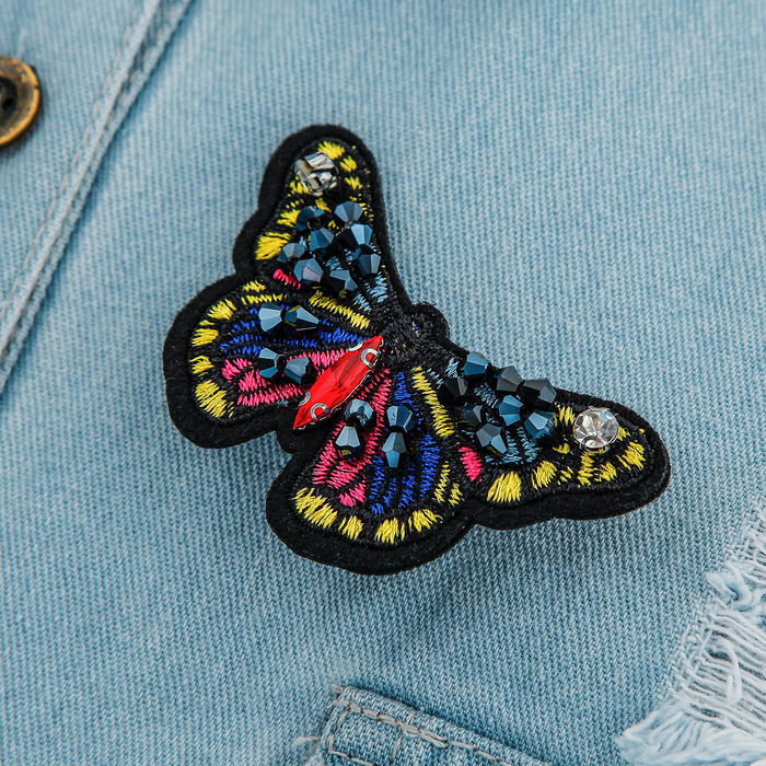 Брошь "Бабочка яркая", разноцветная