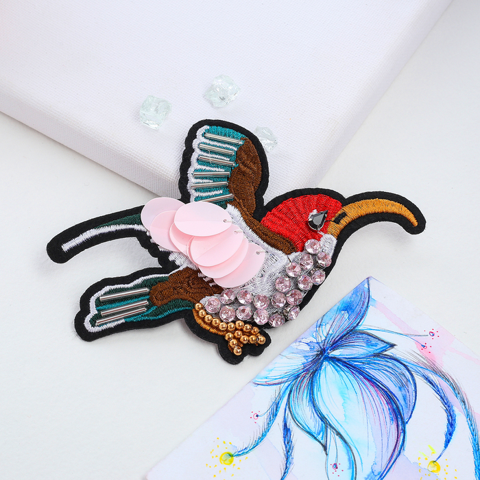 Брошь "Птица", разноцветная