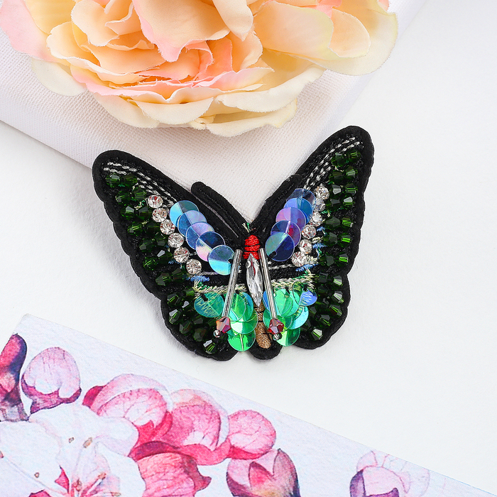 Брошь "Бабочка с усиками", разноцветная