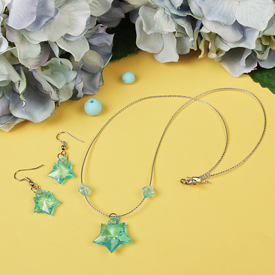 Набор "Выбражулька" 2 предмета: сережки, кулон 45 см, звездочки, цвет МИКС
