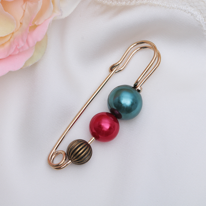 Булавка "Бусины перелив", 6 см, разноцветная в золоте